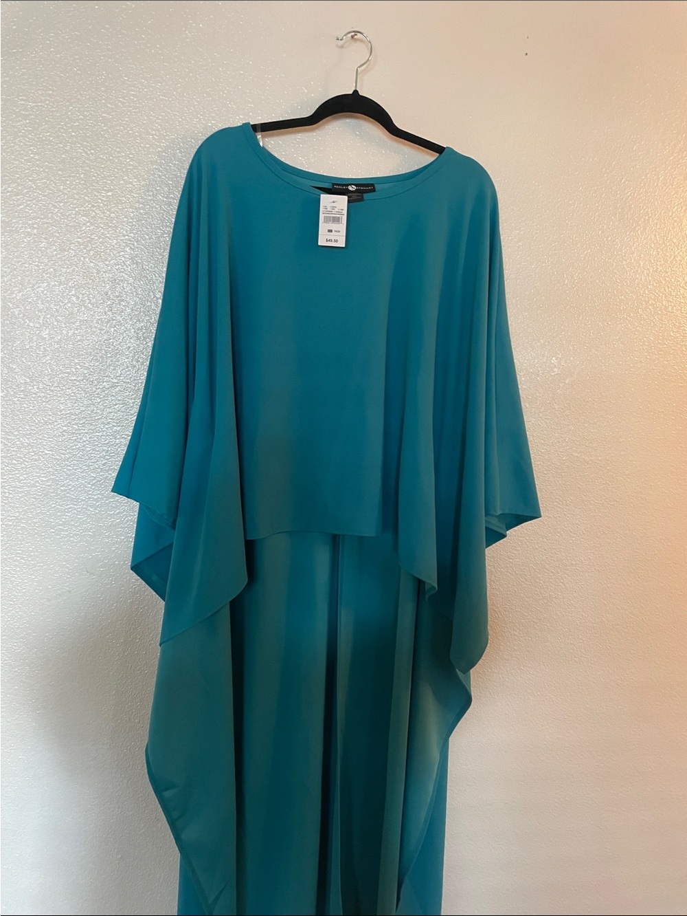 Elegant Teal Draped Women’s Highlow blouse